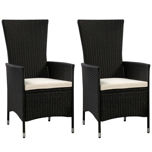 Rattanstühle LIMNOS schwarz im 2er Set