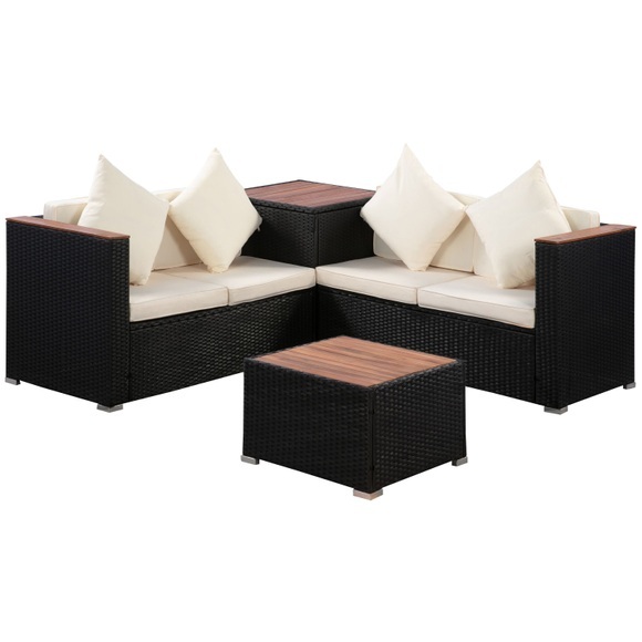 Rattanlounge SENJA schwarz