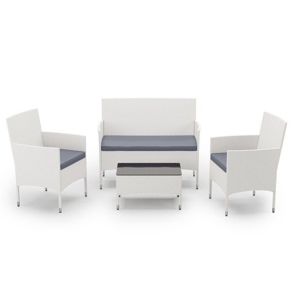 Gartenset Rattan MALIA weiss/grau