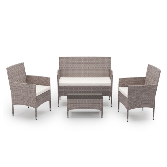 Gartenset Rattan MALIA hellbraun/weiss