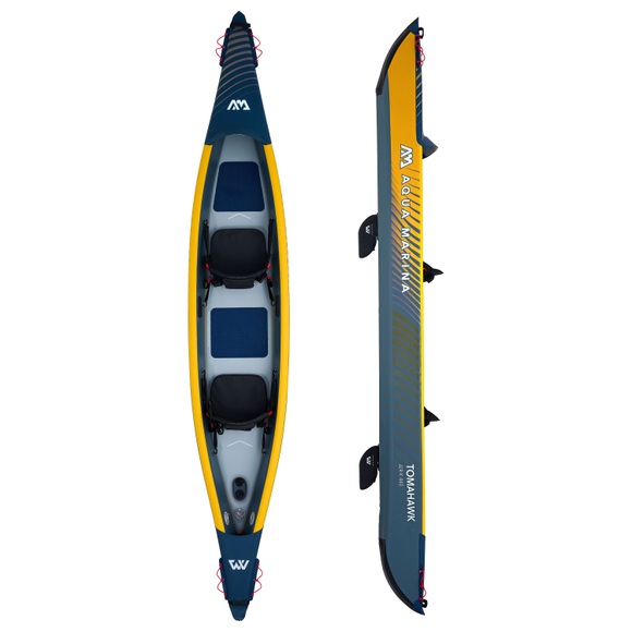 Aqua Marina - Aufblasbarer Kayak Tomahawk Air-K 2 - Grau und Hellorange