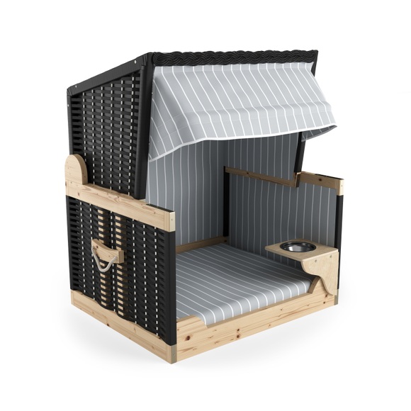Hundebett Strandkorb grau/weiss