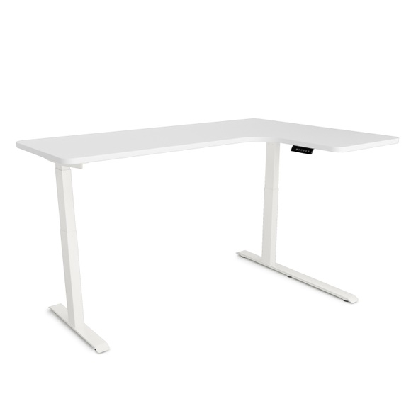 Stehpult Eckschreibtisch elektrisch PREMIUM weiss 160 x 110 cm