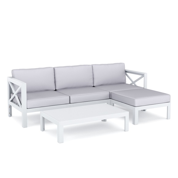 Lounge Holz TOLEDO weiss/grau
