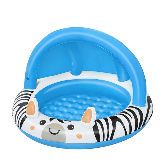 Bestway Planschbecken , Safari SUN Shaded Baby Pool , Blau, Schwarz, Weiss , Kunststoff , Tier , 66 cm , matt , 006916073501