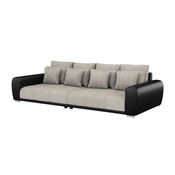 Sofa Leder SAM grau/schwarz