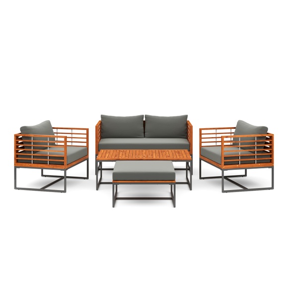 Lounge Holz MAVIS schwarz/natur/anthrazit