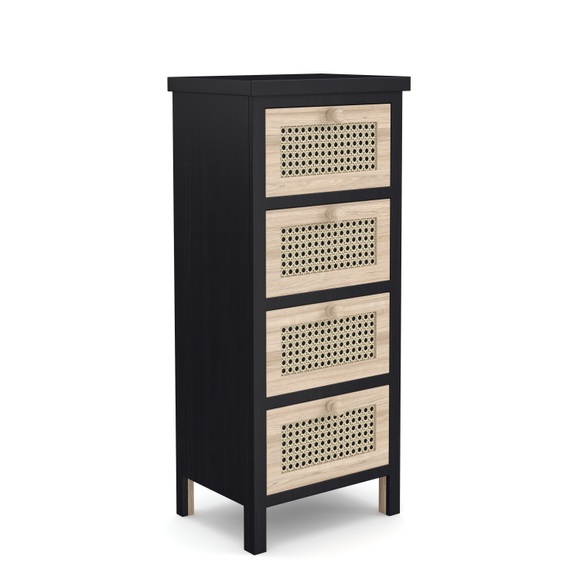 Kommode ALDO 4 Schubladen 34 x 78 cm schwarz/hellbraun