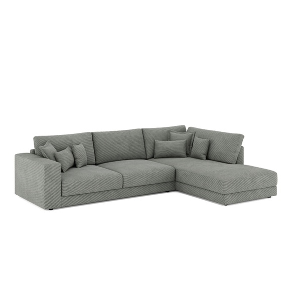 Ecksofa Cord TARJA rechts anthrazit