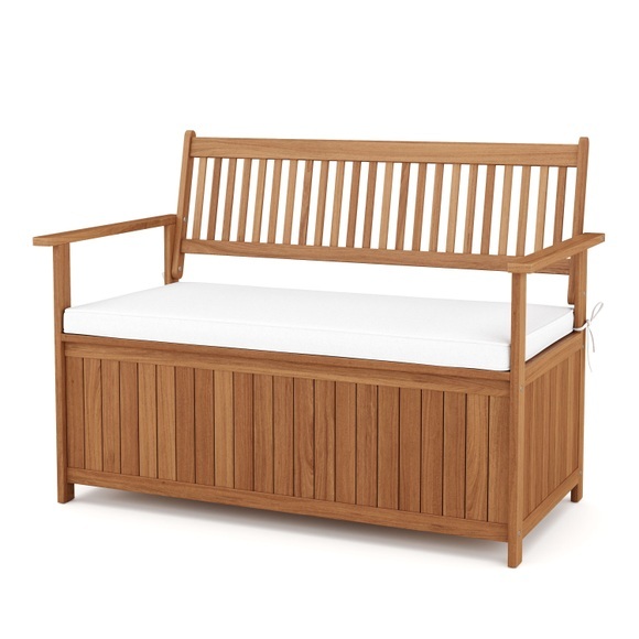 Truhenbank Holz PINTO 119 cm natur/weiss