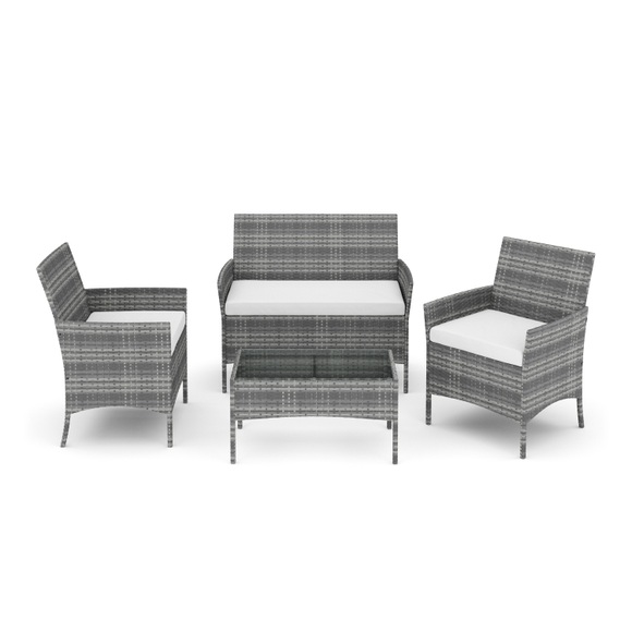 Gartenset Rattan MOLDE grau/beige