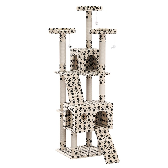 Katzenbaum 182cm hoch beige mit Pfoten