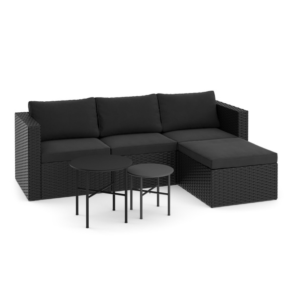 Rattanlounge TUGELA schwarz/anthrazit