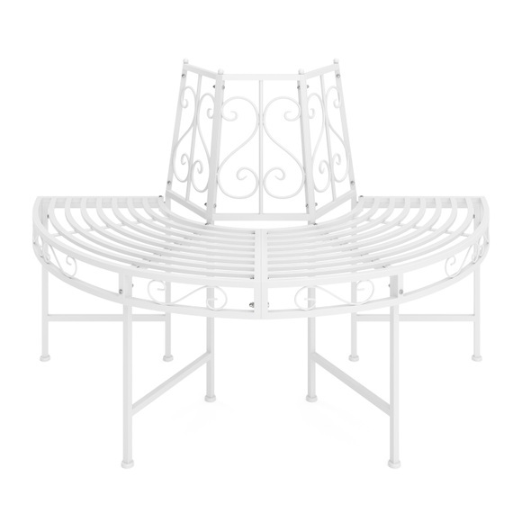 Gartenbank halbrund mit Rückenlehne LISE 124 cm weiss