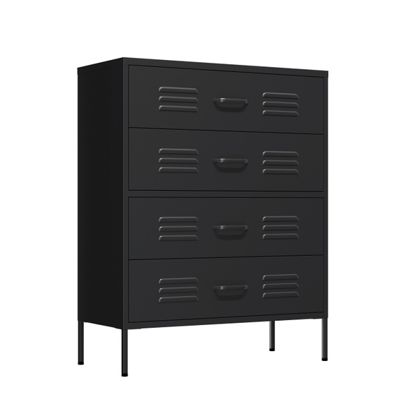 Kommode Metall KLAUS 4 Schubladen 80 x 101 cm schwarz