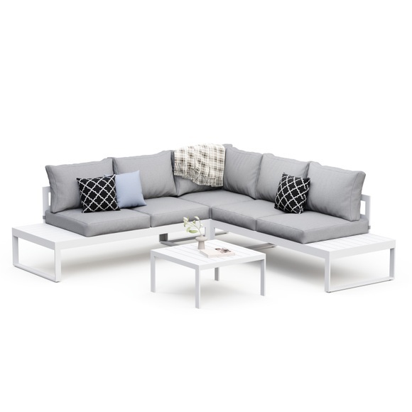 Lounge CAMILA hellgrau/weiss