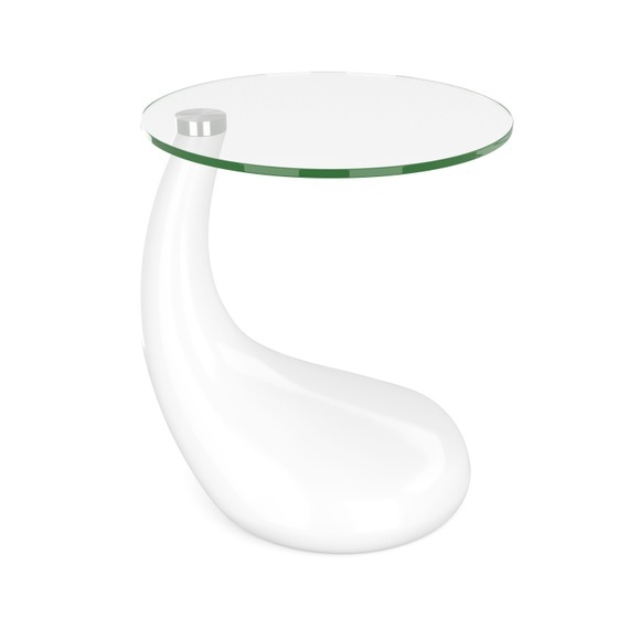 Beistelltisch Glas LORETTE rund 45 x 54 cm weiss