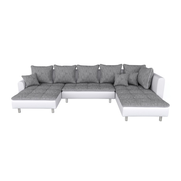 Ecksofa VEGAS grau & weiss