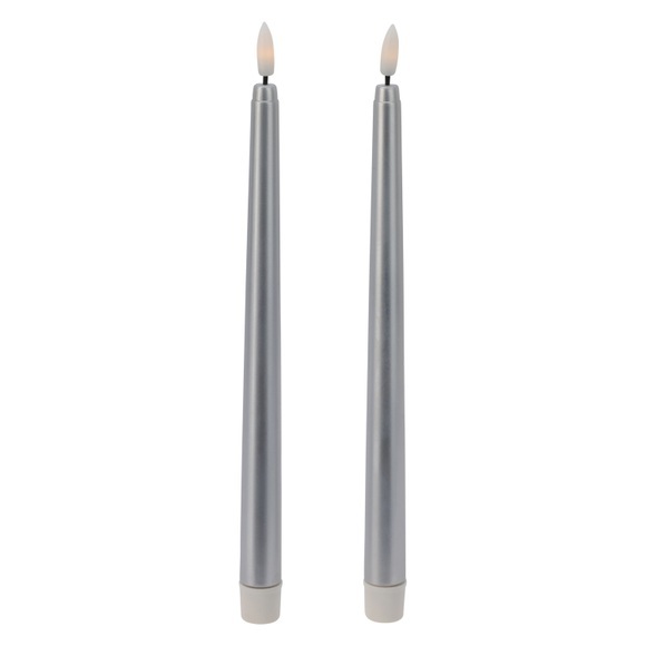 LED Tischkerze 27 cm 2er Set silber