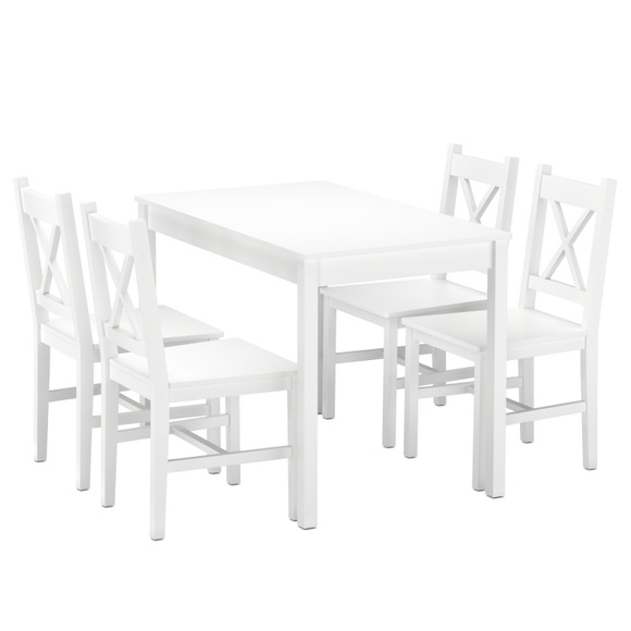 Essgruppe Holz LINDSAY 5-teilig weiss
