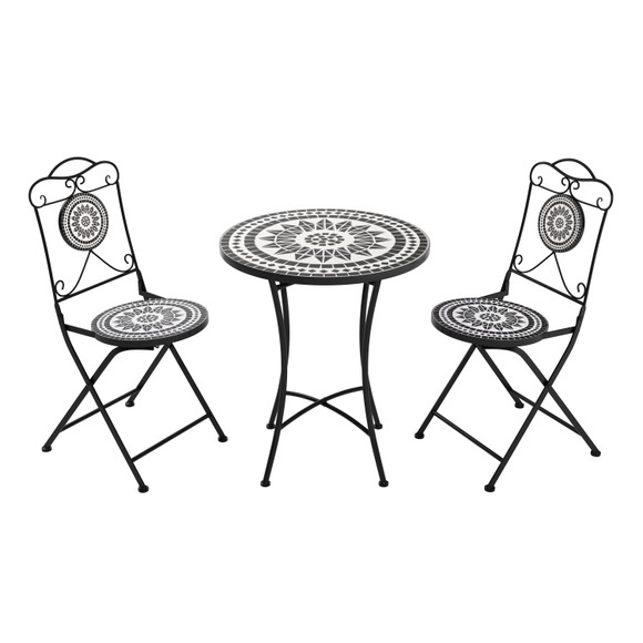 Bistroset MOSAIK 3-teilig schwarz/weiss
