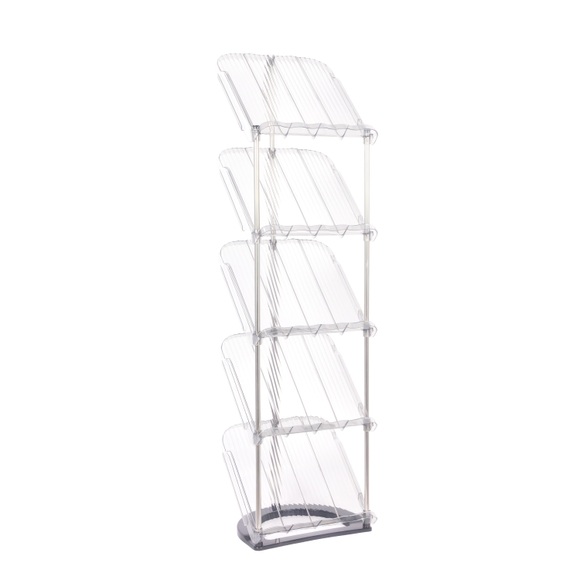 Schuhregal 5 Tablare 28 x 21 x 101 cm transparent/grau