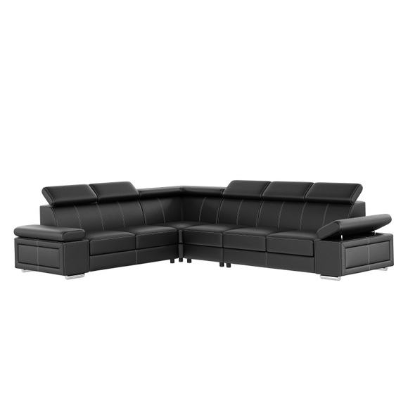 Ecksofa Leder CRISTIANO links/rechts schwarz