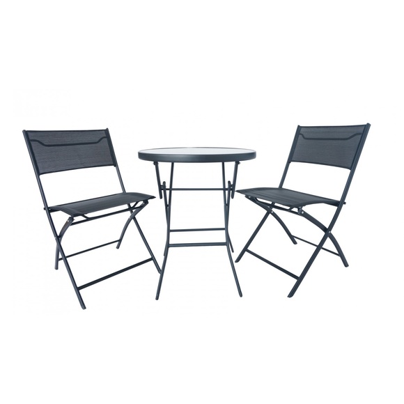Gartenset mit Tisch + zwei Stühlen Textilen