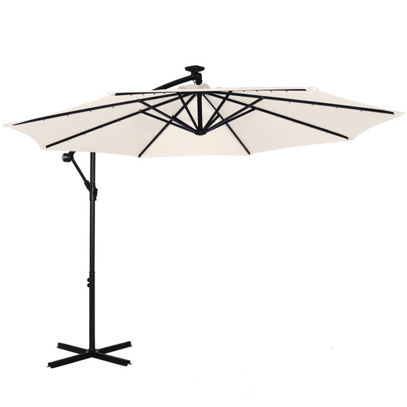 Sonnenschirm Ampelschirm BAY mit LED 300 cm weiss