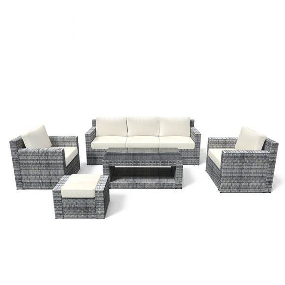 Gartenmöbel Rattan Lounge MANILA grau