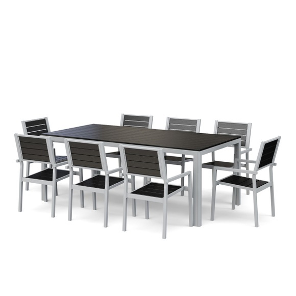 Gartenmöbel Tisch 200 cm + 8 Stühle anthrazit