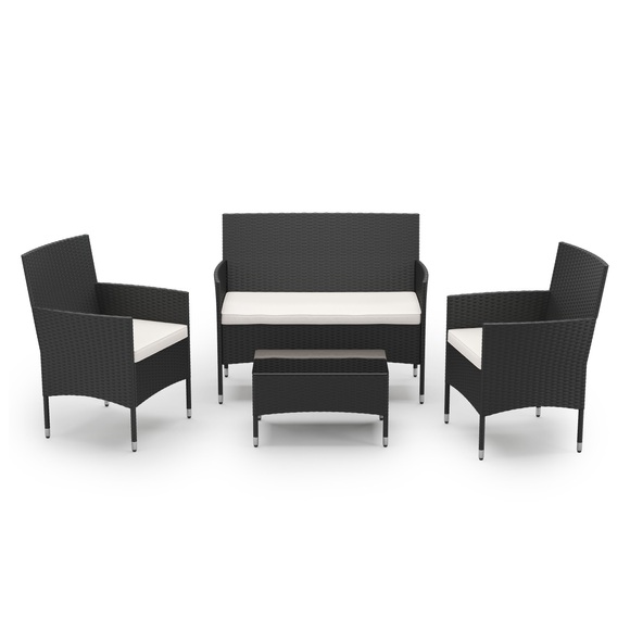 Gartenset MALIA Rattan schwarz