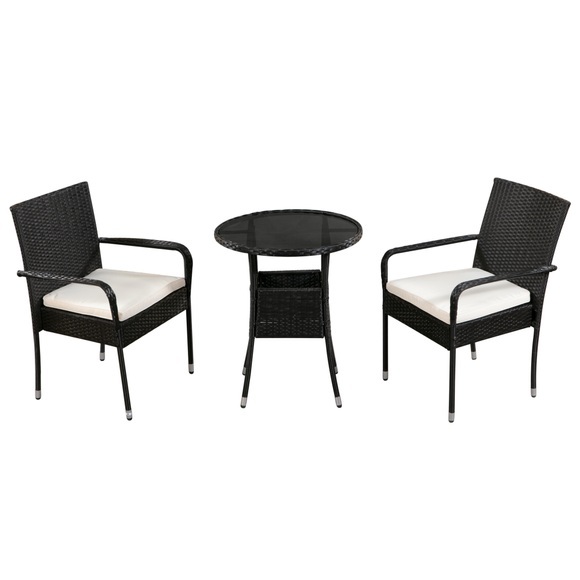 Gartenset FLORIDA Rattan schwarz