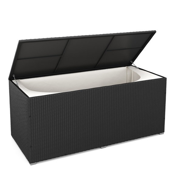 Rattan Kissenbox SINA 190 x 85 x 85 cm schwarz