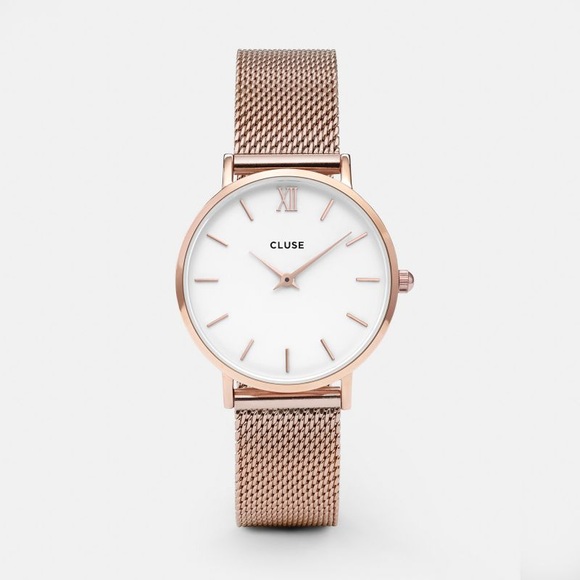 Cluse Minuit Mesh Rose Gold White CL30013