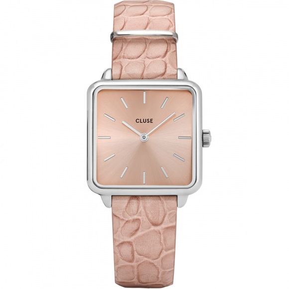 Cluse La Tétragone Silber CL60019 Rosa Alligator / CW0101207019