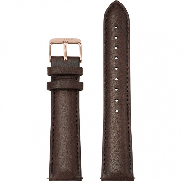 Cluse Strap 20 mm Leather, Dark Brown/ Rose Gold CS1408101066
