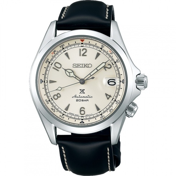 Seiko Spb119j1 Prospex Alpinist Creme weiß & schwarz Leder Automatische Herren's Uhr Edelstahl