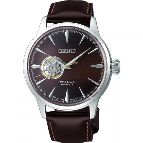 Seiko Ssa407j1 Vorsage Silber & Braun Leder automatische Herren Uhr Edelstahl