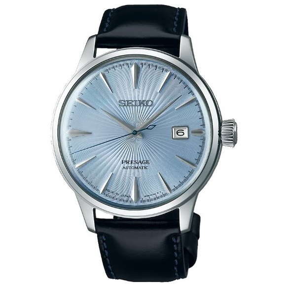 Seiko Srpb43j1 Vorbote Silber & automatische Herrenuhr Leder schwarz Edelstahl