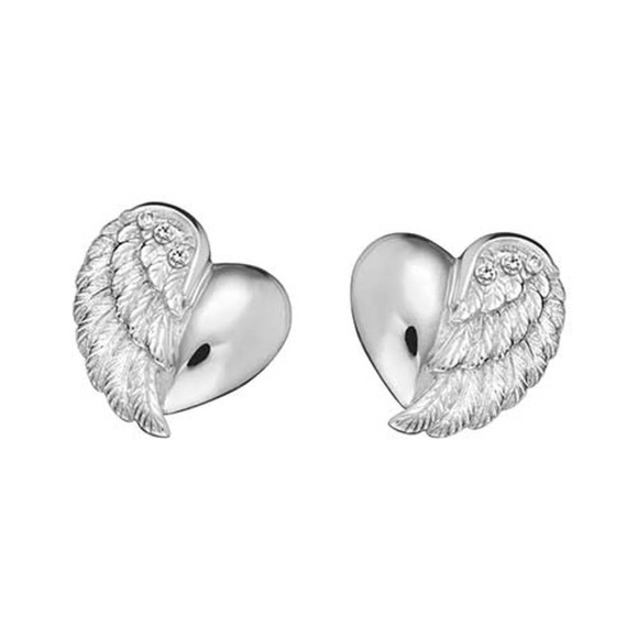 Engelsrufer – Herzflügel-Ohrstecker Silber silber