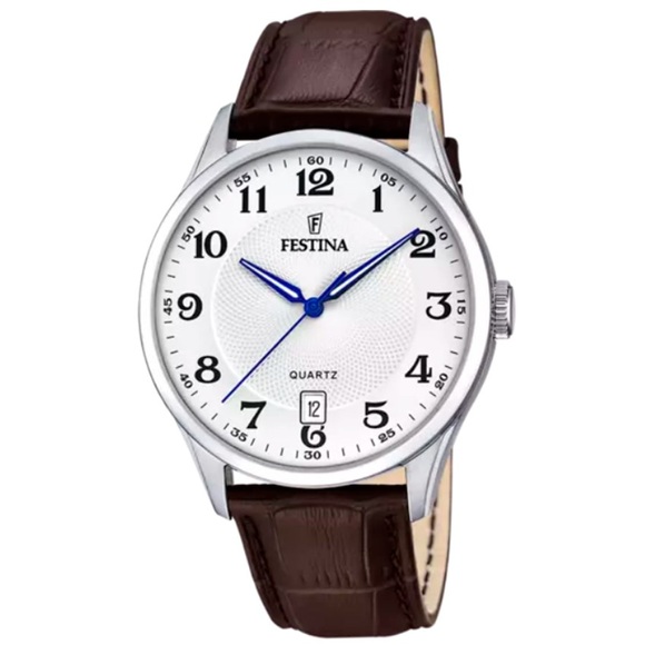 Festina F20426-1 Männer's braun Leder Armbanduhr Quarz/Edelstahl