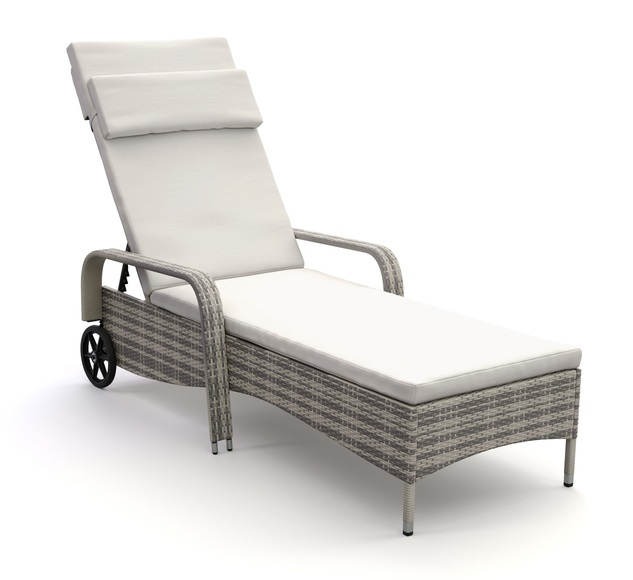 Rattan Gartenliege MAYA grau