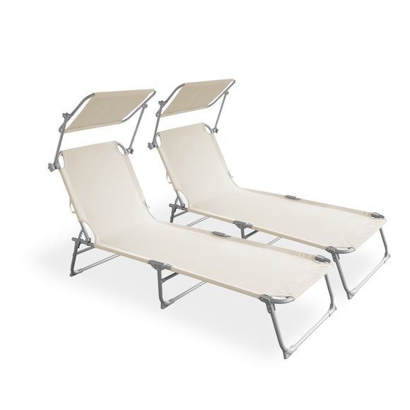 Liegestuhl LETTINO 2er Set beige