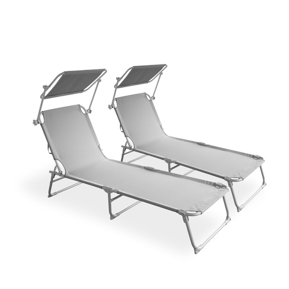 Liegestuhl LETTINO 2er Set grau