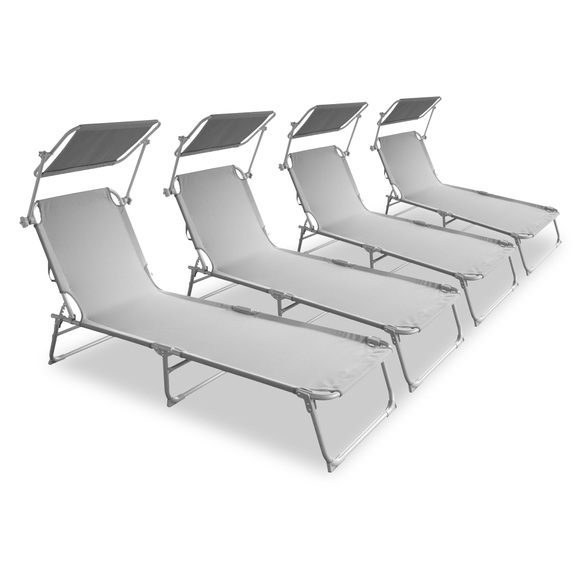 Liegestuhl LETTINO 4er Set grau
