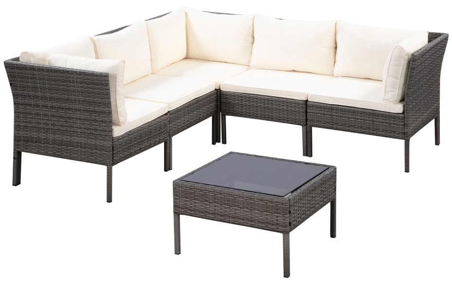 Rattanlounge BARI grau