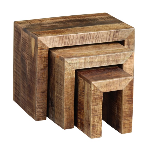 Beistelltisch Holz Vintage NATHAN 3-teilig