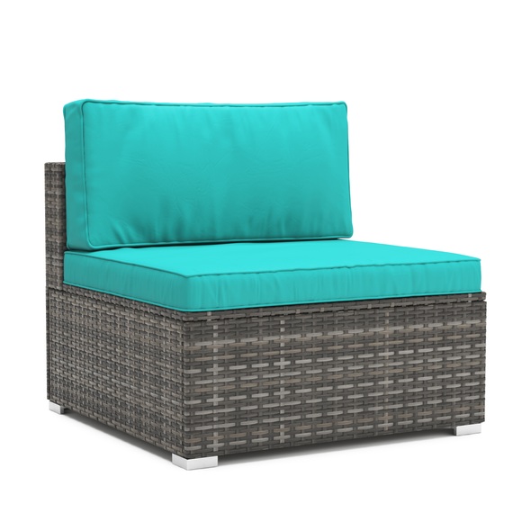 Mittelteil Rattanlounge LINDOS grau / türkis