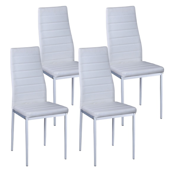 Esszimmerstuhl Leder TIM 4er Set weiss